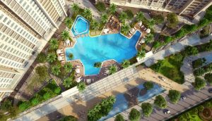 Các cụm bể bơi trong dự án D' Capitale Trần Duy Hưng